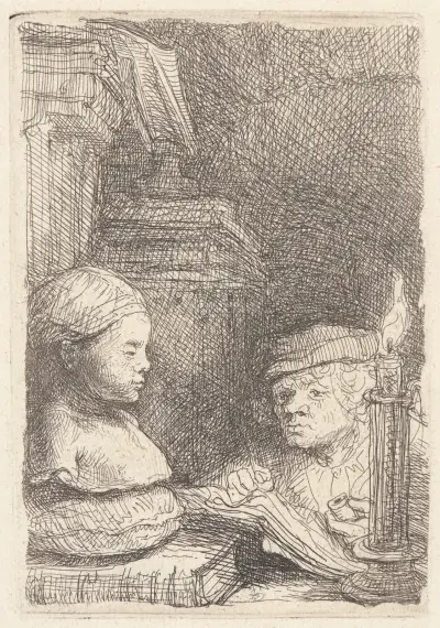 Man Drawing from a Cast av Rembrandt van Rijn