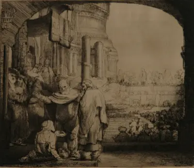 Peter and John at the Gate of the Temple av Rembrandt van Rijn