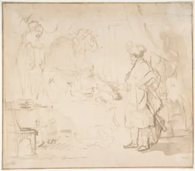 Potiphar’s Wife Accusing Joseph Before her Husband av Rembrandt van Rijn