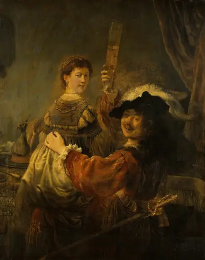 Rembrandt and Saskia in the Scene of the Prodigal Son av Rembrandt van Rijn
