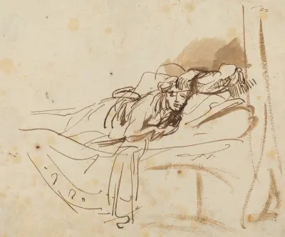 Saskia Lying in Bed av Rembrandt van Rijn