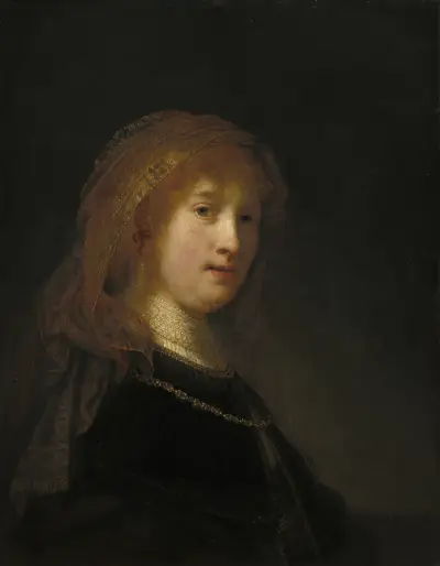Saskia van Uylenburgh,the Wife of the Artist (probably begun 1634-1635 and completed 1638-1640) av Rembrandt van Rijn