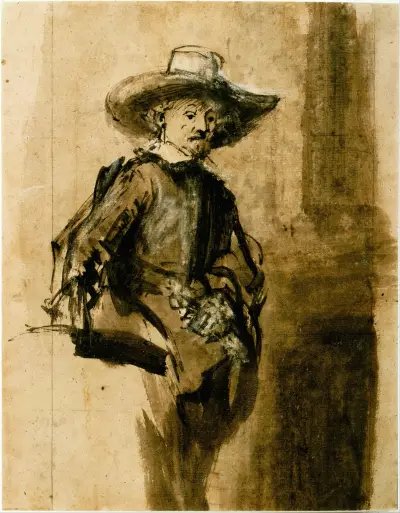 Study for one of the Syndics, Volckert Jansz. av Rembrandt van Rijn