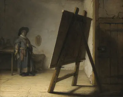 The Artist In His Studio av Rembrandt van Rijn
