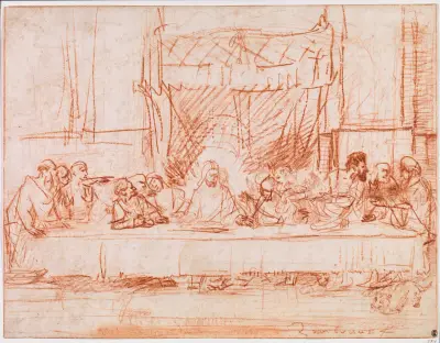 The Last Supper, after Leonardo da Vinci av Rembrandt van Rijn