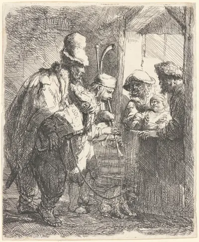 The Strolling Musicians av Rembrandt van Rijn
