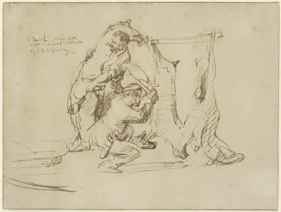 Two butchers av Rembrandt van Rijn