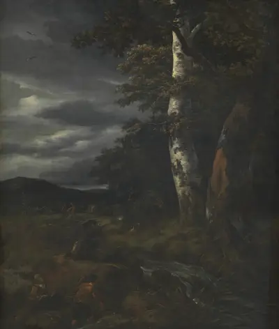 Landskap med jaktscen av Jacob van Ruisdael