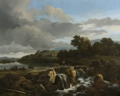 Landskap med vattenfall av Jacob van Ruisdael