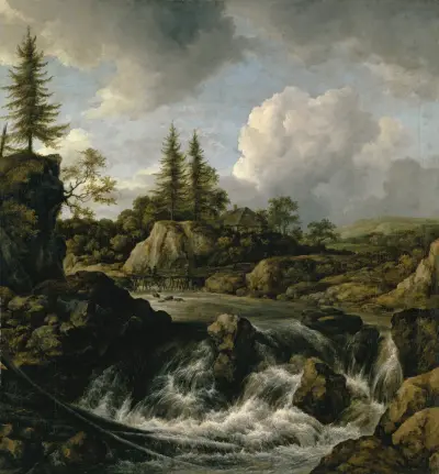 Landscape with Waterfall – nr 1 av Jacob van Ruisdael
