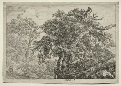 Två bönder och deras hund av Jacob van Ruisdael
