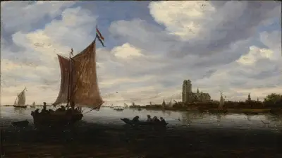 View of Dordrecht av Salomon van Ruysdael