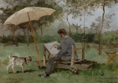 Armand Heins Painting Outdoors av Theo van Rysselberghe