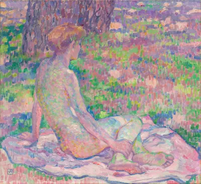 Sittande badande av Theo van Rysselberghe