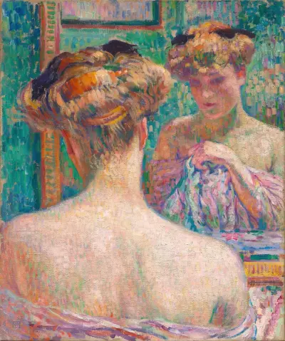Byst av naken, bakifrån, framför spegeln av Theo van Rysselberghe