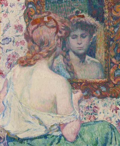 Kvinna vid spegeln av Theo van Rysselberghe