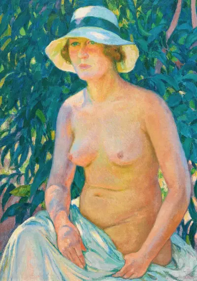 Akt mit Panamahut von Theo van Rysselberghe