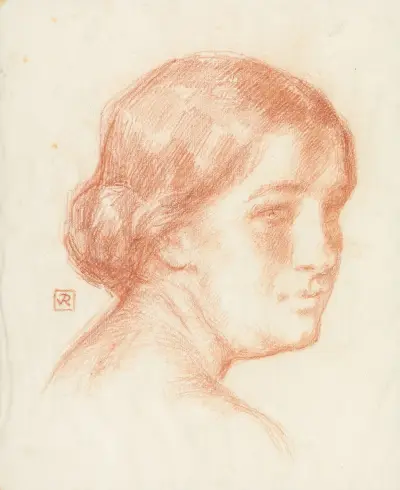 Kvinnoansikte av Theo van Rysselberghe