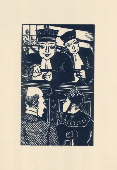 Boorman en moeder Lauwereyssen voor rechter Teugels. av Henri Van Straten