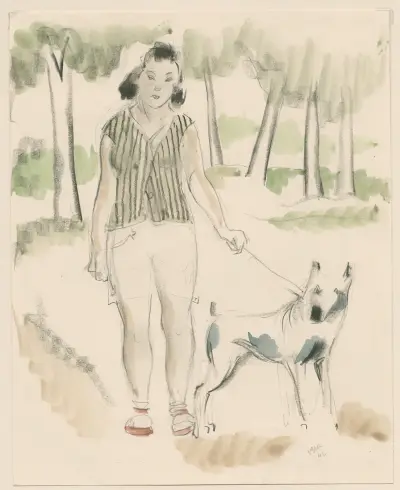 Flicka med hund av Henri Van Straten