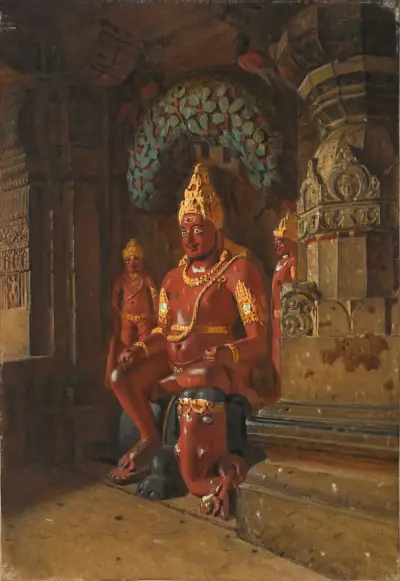 Vishnustaty vid Indratemplet i Ellora av Vasily Vereshchagin