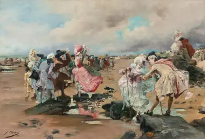 A Sunday At The Seaside av Georges Jules Victor Clairin