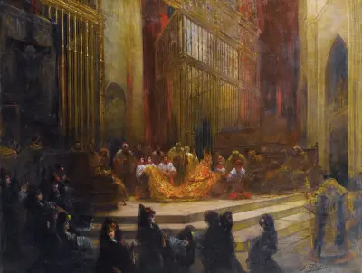 Eleganta i en spansk kyrka av Georges Jules Victor Clairin
