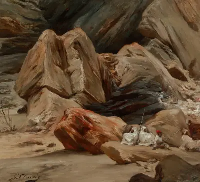 Vilande figurer i bergen av Georges Jules Victor Clairin