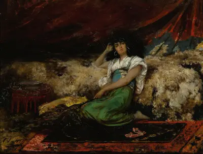 The Peacock Fan av Georges Jules Victor Clairin