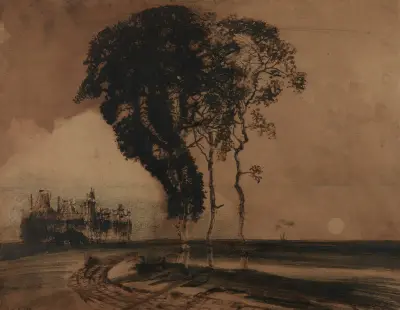 Landskap med tre träd av Victor Hugo