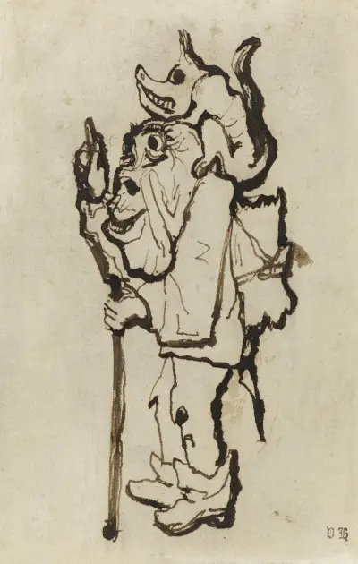 Grotesk figur bärande ett djur på ryggen av Victor Hugo