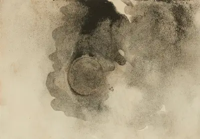 Sans titre Nuées et soleil, Empreinte de pièce Soleil noir av Victor Hugo