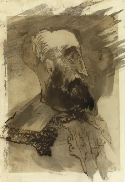 Skäggigt manshuvud av Victor Hugo