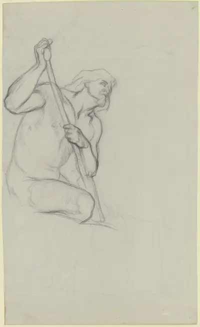 Der Totengräber aus ‘Hamlet und Horatio auf dem Kirchhof’ av Victor Müller