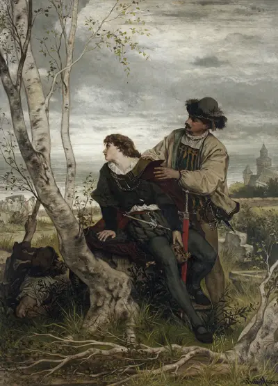 Hamlet och Horatio på kyrkogården av Victor Müller