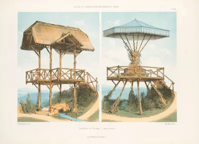 Aussichtspavillon und Kiosk (rustikales Genre) von Victor Petit