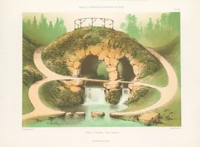 Grotte und Wasserfall (ländliche Szene) von Victor Petit
