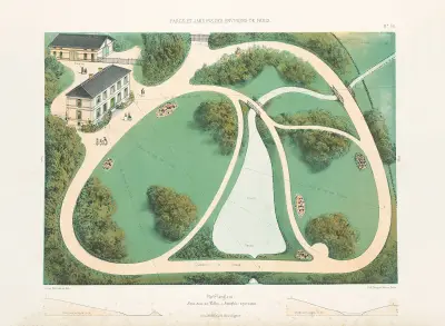 Park (englischer Stil) in einem Tal gelegen von Victor Petit