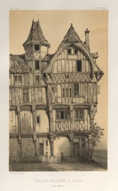 Alte Häuser in Rouen (Seine-Inférieure) von Victor Petit