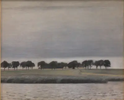 Forstudie til ‘Solregn. Gentofte Sø’ av Vilhelm Hammershøi