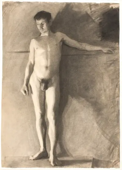Stående mandlig model av Vilhelm Hammershøi