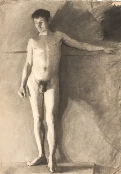 Standing male model av Vilhelm Hammershøi