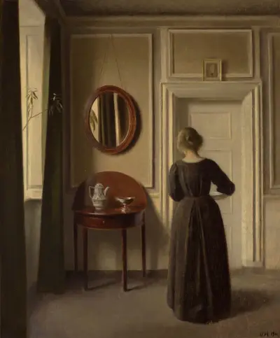 Stue (Interior with an Oval Mirror), 1900 av Vilhelm Hammershøi
