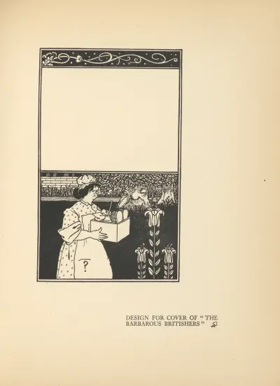 Design for cover of ‘The Barbarous Britishers’ av Aubrey Vincent Beardsley
