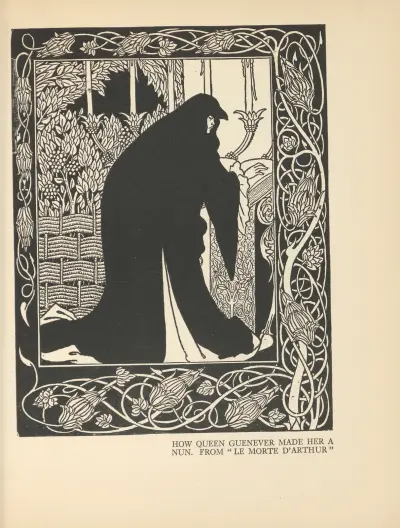 How Queen Guenever Made Her A Nun. From ‘Le Morte d’Arthur – nr 1 av Aubrey Vincent Beardsley