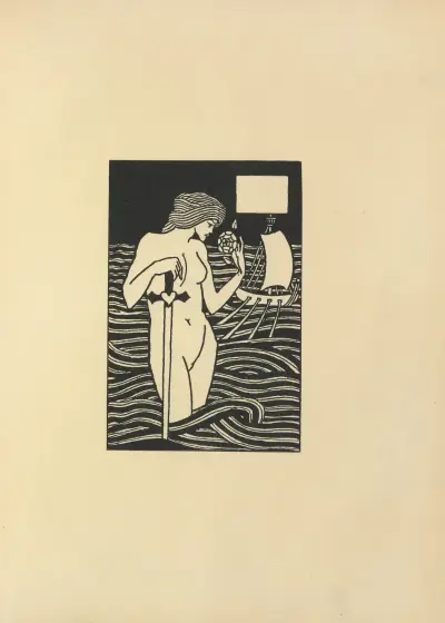 Vignette From ‘Le Morte Darthur’, 1897 – nr 2 av Aubrey Vincent Beardsley