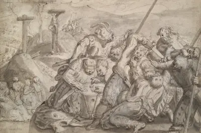 Soldiers Gambling for the Robe of Christ av Hans von Aachen