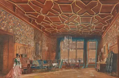 Ein Interieur auf Burg Rožmberk von Rudolf von Alt