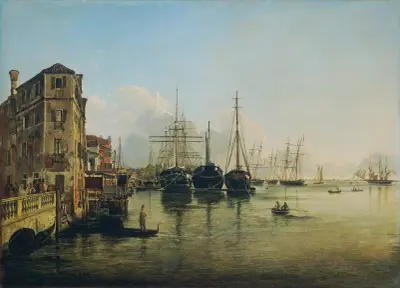 Ansicht der Strada Nuova gegen die Giardini Pubblici in Venedig von Rudolf von Alt