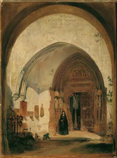 Das Portal der Stiftskirche Nonnberg in Salzburg von Rudolf von Alt